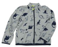 Šedá fleecová propínací mikina s diny Kids