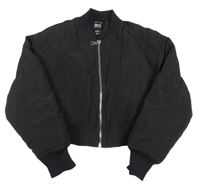 Černý šusťákový lehce zateplený crop bomber New Look