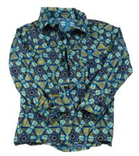 Tmavomodro-zlatá vzorovaná košile 