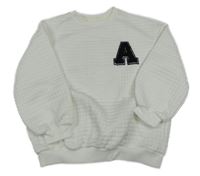 Biela rebrovaná mikina s písmenem Shein