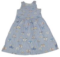 Světlemdro-biele pruhované šaty s motýlikmi H&M