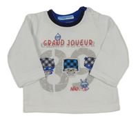 Bielo-sivo-modrá mikina s číslom a zvieratkami