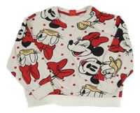 Bielo-červená bodkovaná á mikina s Minnie a Daisy Disney
