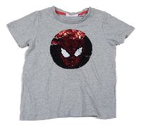 Sivé tričko so Spidermanem z flitrů Marvel