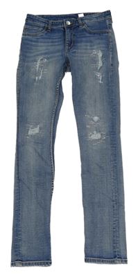 Modré skinny rifle s prošoupáním a kamínky zn.&Denim