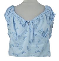 Dámská světlemodrá crop halenka s motýlky Primark 