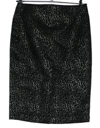 Dámska čierno-strieborná vzorovaná púzdrová sukňa zn. Next