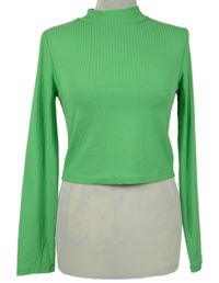 Dámske svetlozelené rebrované crop tričko zn. Primark