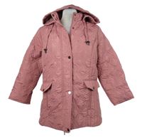 Dámská růžová šusťáková prošívaná zateplená bunda s kapucí Isle 