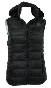 Dámská černá šusťáková zateplená vesta s kapucí Gina 