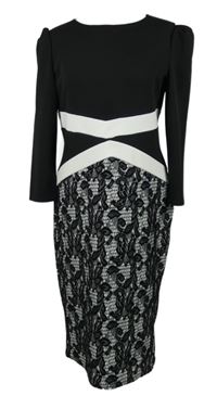 Dámske čierno-biele vzorované púzdrové šaty