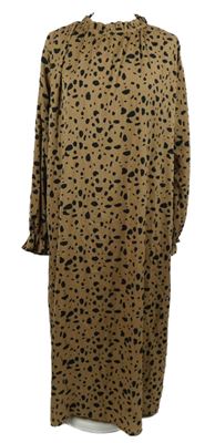 Dámské béžovo-černé vzorované plisované dlouhé šaty Shein 