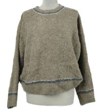 Dámský pískový vlněný svetr s pruhem Primark 