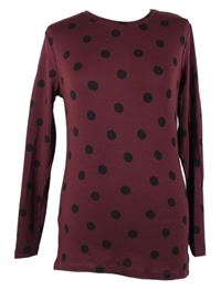 Dámské vínovo-černé puntíkované triko TU 