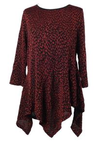 Dámska červeno-čierna vzorovaná trblietavá tunika s cípy Roman