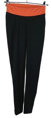 Dámské černo-korálové sportovní funkční legíny se šněrováním Kisaiya 