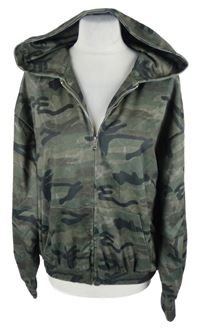 Dámská khaki army propínací mikina s kapucí 