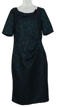 Dámske čierno-petrolejové čipkové šaty M&S