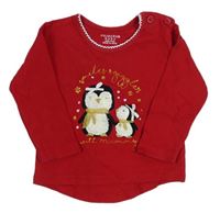 Červené tričko s tučňáky Primark