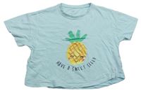 Svetlomodré crop tričko s ananasom F&F