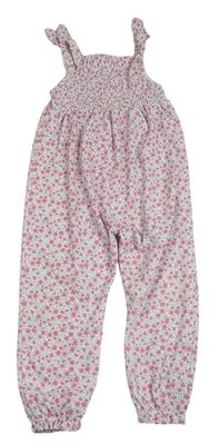 Bílý květinový kalhotový overal Primark