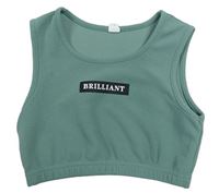 Khaki športový crop top s nápisom Shein