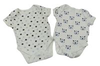 2x bílé body s medvídky+ s hvězdičkami Early Days