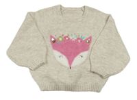 Svetlobéžový sveter s líškou Matalan