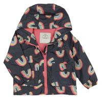 Sivá šušťáková jarná bunda s duhami a kapucňou George