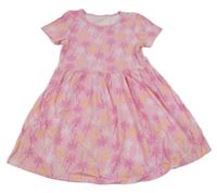 Ružové bavlnené šaty s palmami Dunnes