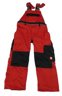 Červeno-černé pracovní laclové kalhoty Engelbert Strauss