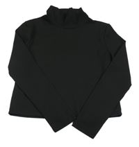 Čierne rebrované crop tričko Shein