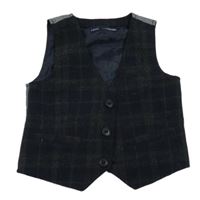 Tmavomodrá kockovaná spoločenská vesta Next