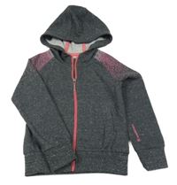 Tmavosivá melíovaná mikina s tečkami a kapucňou