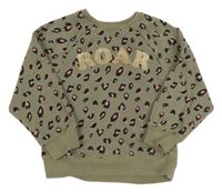 Khaki mikina s leopardím vzorom a nápisom Next