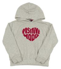 Bielo-sivá melírovaná mikina s nápisom a kapucňou okaidi