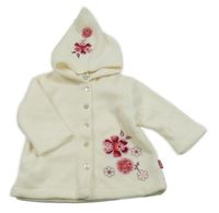 Bílá fleecová propínací mikina s kytičkou a kapucí Name it