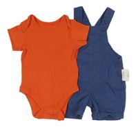 Nové - 2 set - červené body + tmavomodré laclové kraťasy