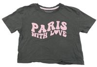 Sivé crop tričko s ružovým nápisom Primark