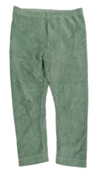 Khaki žebrované sametové legíny Primark