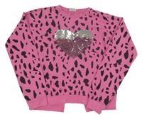 Ružovo-čierna skvrnitá mikina s flitrami Matalan