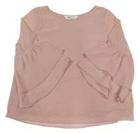 Ružová šifónová blúzka s vrstvenými rukávy H&M