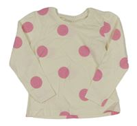 Smetanovo-růžové puntíkované triko Primark 