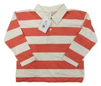Nové - Smetanovo-červené pruhované polo triko H&M