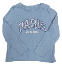 Modro-sivé tričko s nápisem Paris Primark