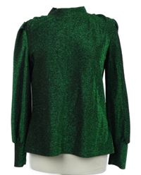 Dámska zelená trblietavá blúzka s rolákom Gallery