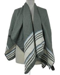 Dámský šedý svetrový pléd s pruhmi