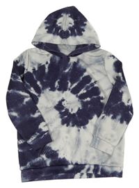 Modrošedá batikovaná športová mikina s kapucňou