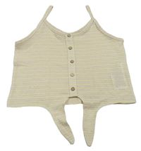 Svetloružová -vanilkový pruhovaný crop top s gombíkmi Only