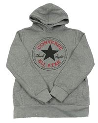 Šedá mikina s logem a kapucí Converse